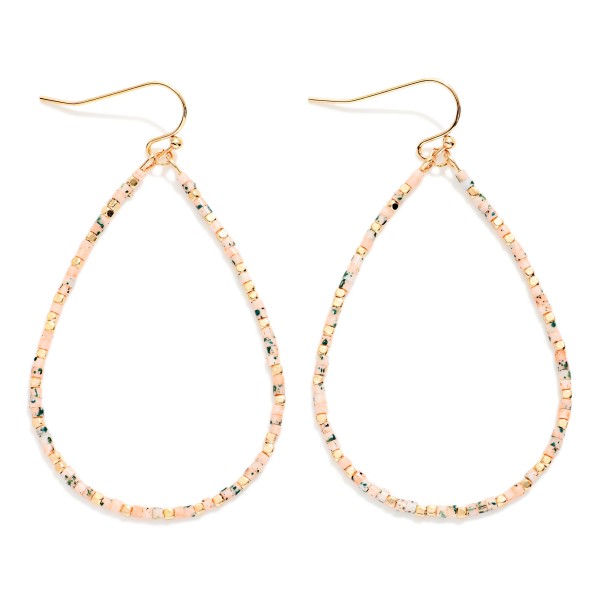 Seed Beaded Teardrop Hoop Drop Earring 

- Approximately 2.5" L 
