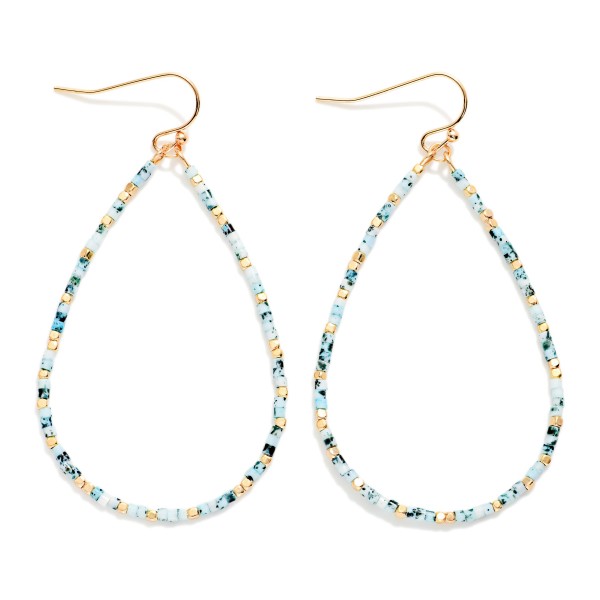 Seed Beaded Teardrop Hoop Drop Earring 

- Approximately 2.5" L 
