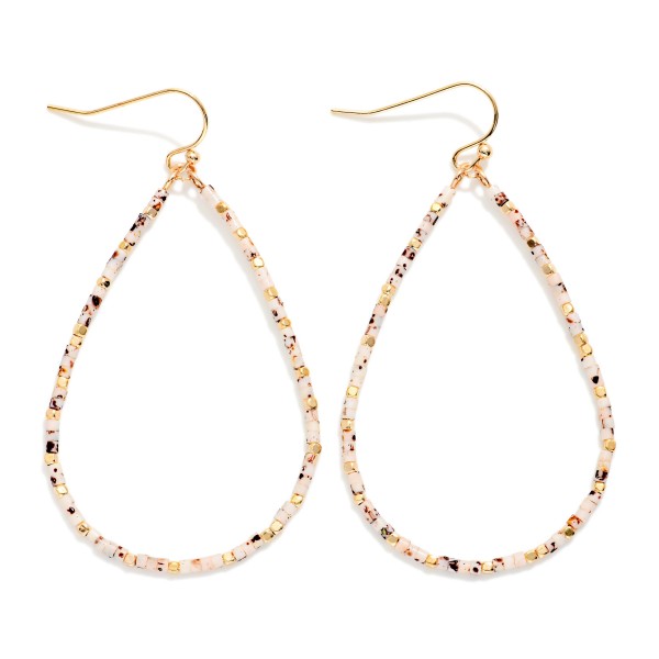 Seed Beaded Teardrop Hoop Drop Earring 

- Approximately 2.5" L 
