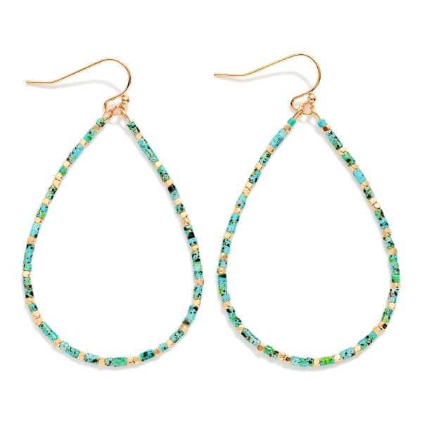 Seed Beaded Teardrop Hoop Drop Earring 

- Approximately 2.5" L 
