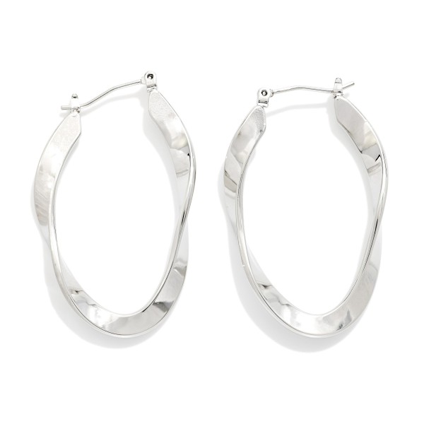 Flat Wavy Metal Hoop Earrings 

- Approximately 1.5" L