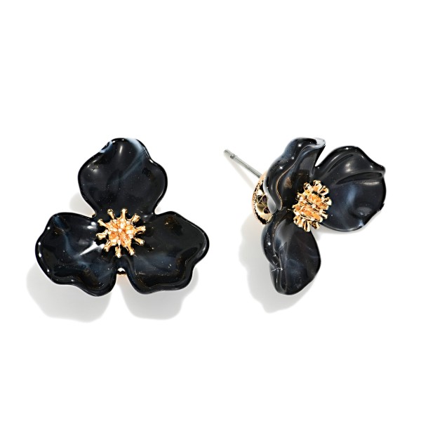 Acetate Flower Stud Earrings 

- Approximately 1" L