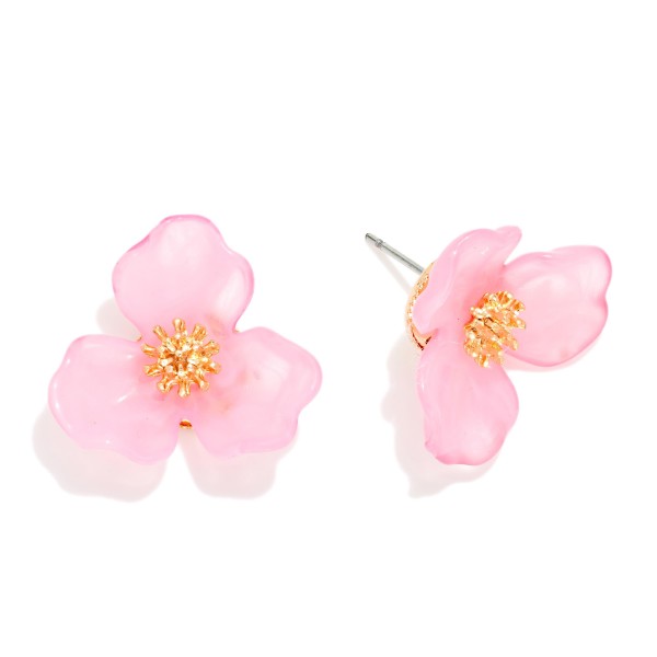 Acetate Flower Stud Earrings 

- Approximately 1" L