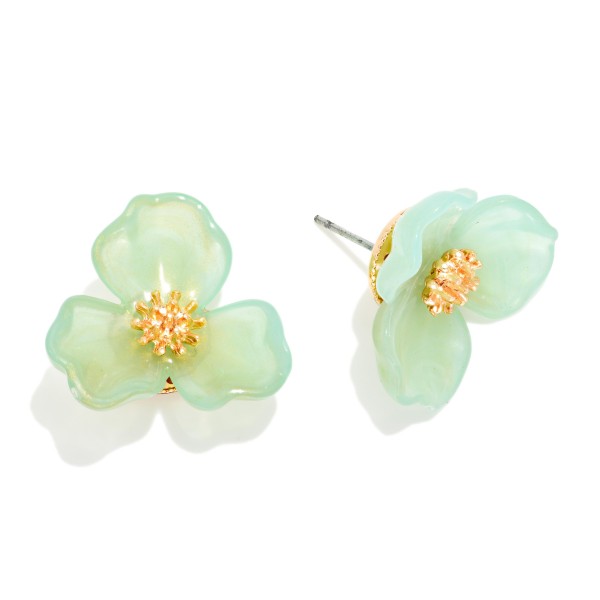 Acetate Flower Stud Earrings 

- Approximately 1" L
