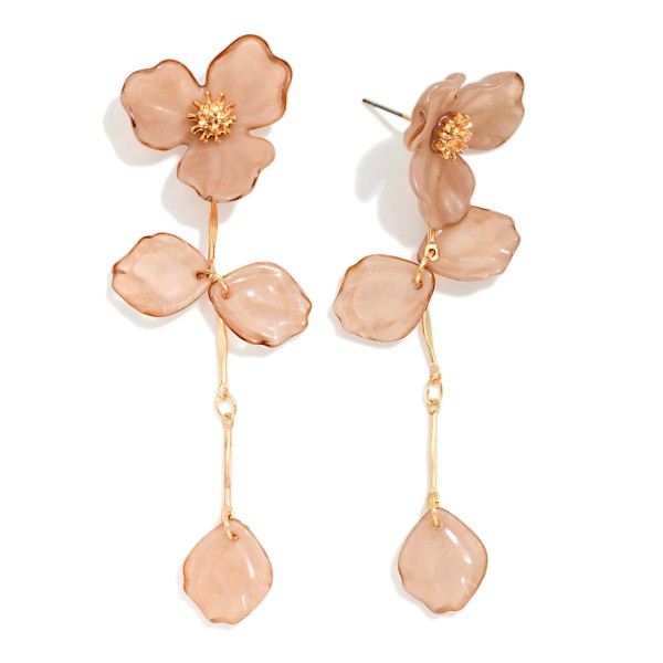 Acetate Flower & Linked Petals Post Drop Earrings 

- Approximately 3" L