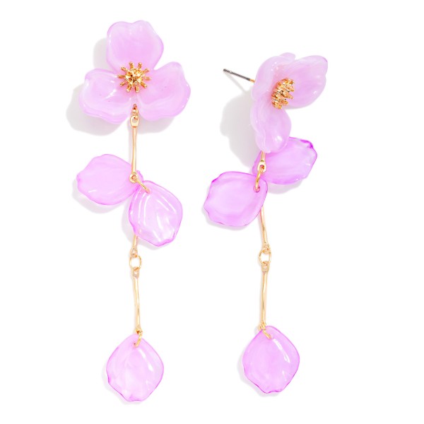 Acetate Flower & Linked Petals Post Drop Earrings 

- Approximately 3" L