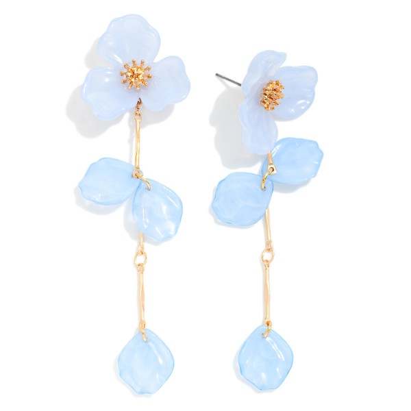 Acetate Flower & Linked Petals Post Drop Earrings 

- Approximately 3" L