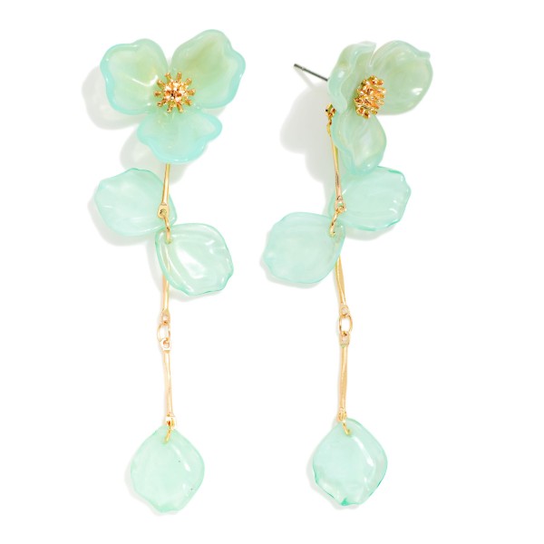 Acetate Flower & Linked Petals Post Drop Earrings 

- Approximately 3" L