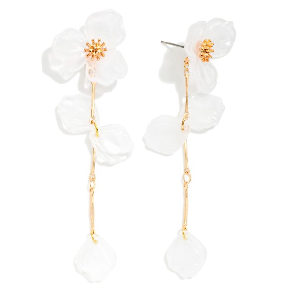 Acetate Flower & Linked Petals Post Drop Earrings 

- Approximately 3" L