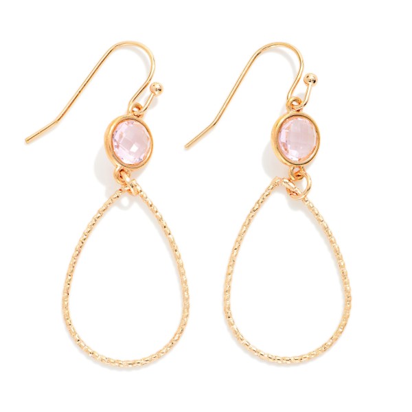 Textured Metal Teardrop Drop Earrings Featuring Glass Crystal Detail 

- Approximately 1.5" L