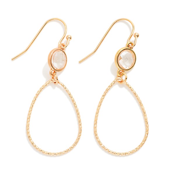 Textured Metal Teardrop Drop Earrings Featuring Glass Crystal Detail 

- Approximately 1.5" L