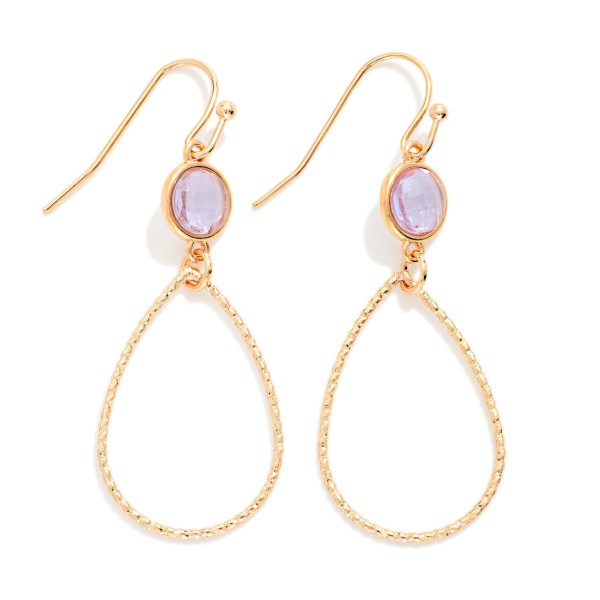 Textured Metal Teardrop Drop Earrings Featuring Glass Crystal Detail 

- Approximately 1.5" L