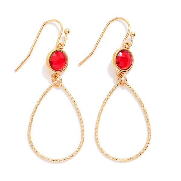 Textured Metal Teardrop Drop Earrings Featuring Glass Crystal Detail 

- Approximately 1.5" L