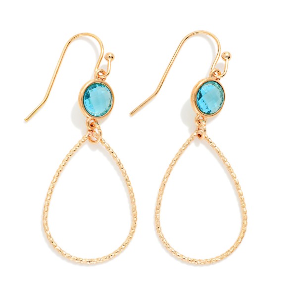 Textured Metal Teardrop Drop Earrings Featuring Glass Crystal Detail 

- Approximately 1.5" L