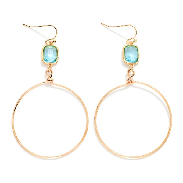Glass Crystal & Metal Tone Hoop Drop Earrings 

- Approximately 2" L