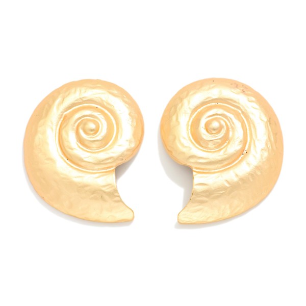 Hammered Metal Nautilus Shell Post Drop Earrings 

- Approximately 1.25" L