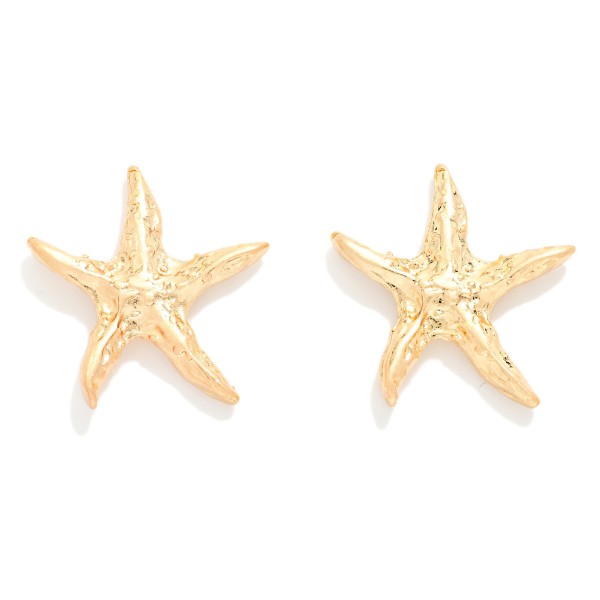 Textured Metal Starfish Post Drop Earrings 

- Approximately 1" L