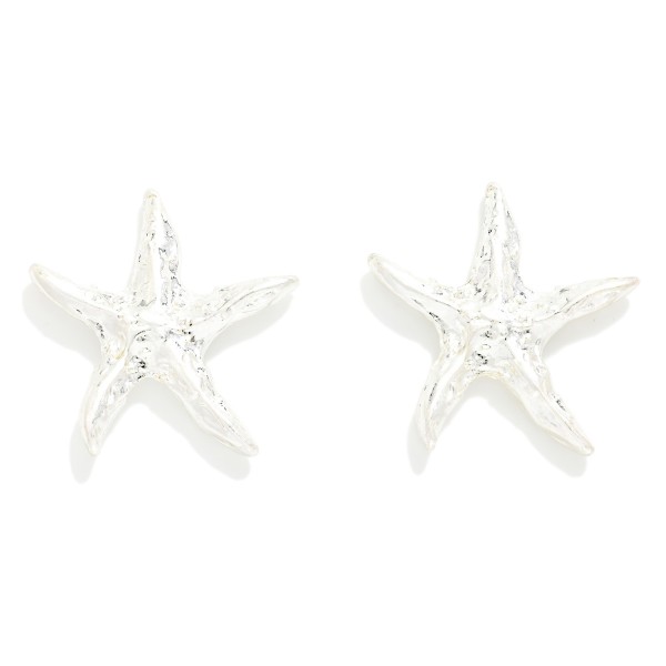 Textured Metal Starfish Post Drop Earrings 

- Approximately 1" L