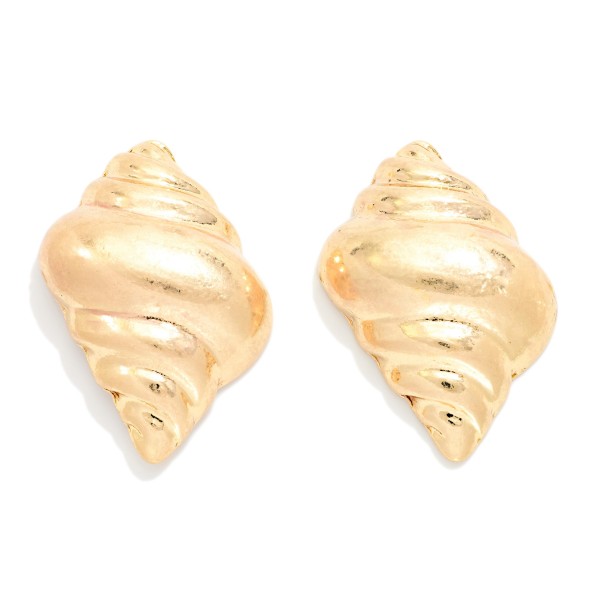 Metal Tone Shell Post Drop Earrings 

- Approximately 1.25" L