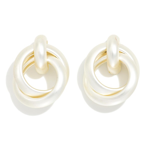 Layered Metal Hoop Door Knocker Post Drop Earrings 

- Approximately 1.25" L

