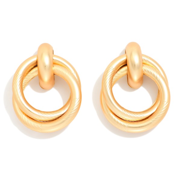 Layered Metal Hoops Door Knocker Post Drop Earrings 

- Approximately 1" L