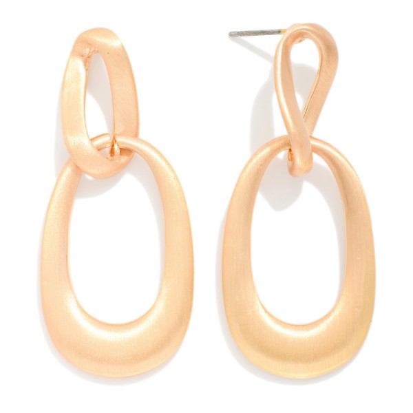 Linked Flat Tapered Oval Post Drop Earrings 

- Approximately 2" L