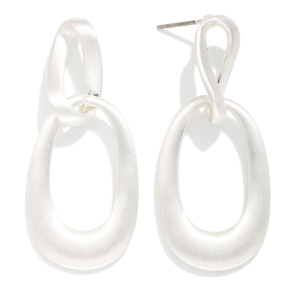 Linked Flat Tapered Oval Post Drop Earrings 

- Approximately 2" L