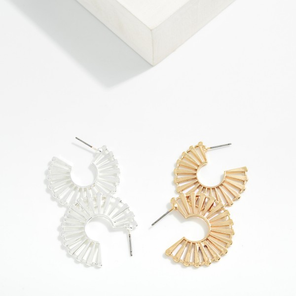 Cut Out Metal Hoop Earrings 

- Approximately 1.25" L