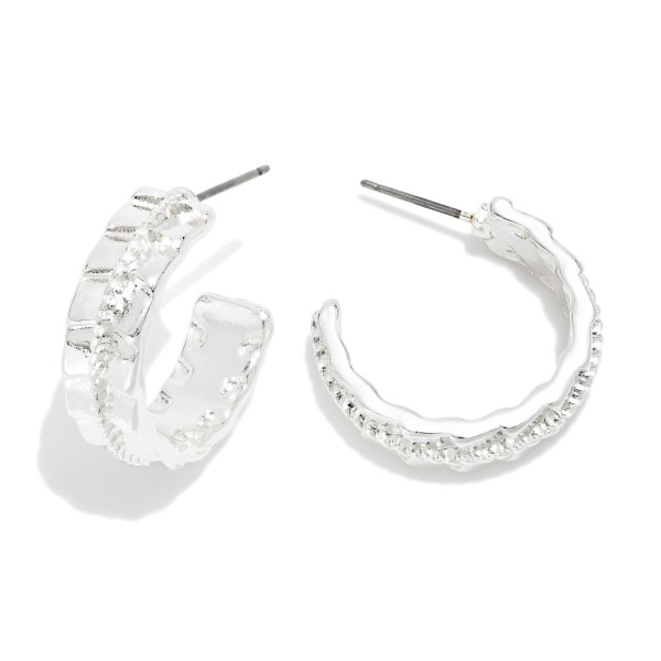 Scaled Metal Hoop Earrings 

- Approximately .75" D