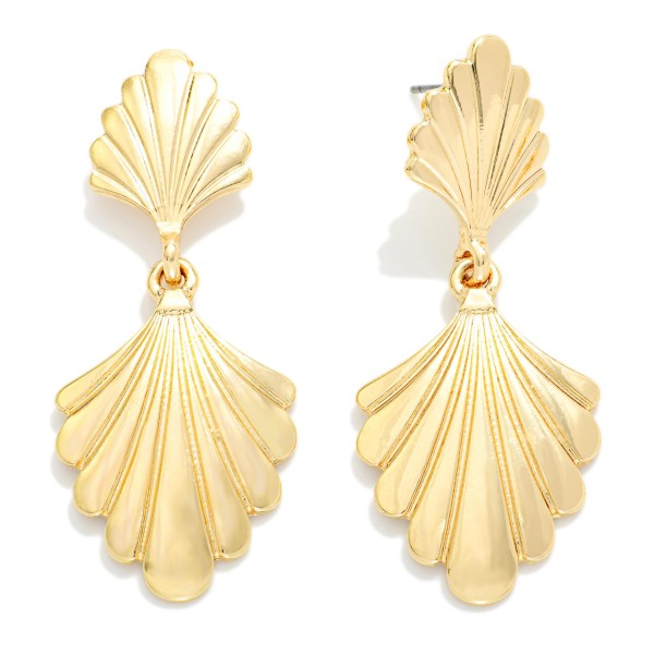 Linked Fanned Metal Post Drop Earrings 

- Approximately 2" L