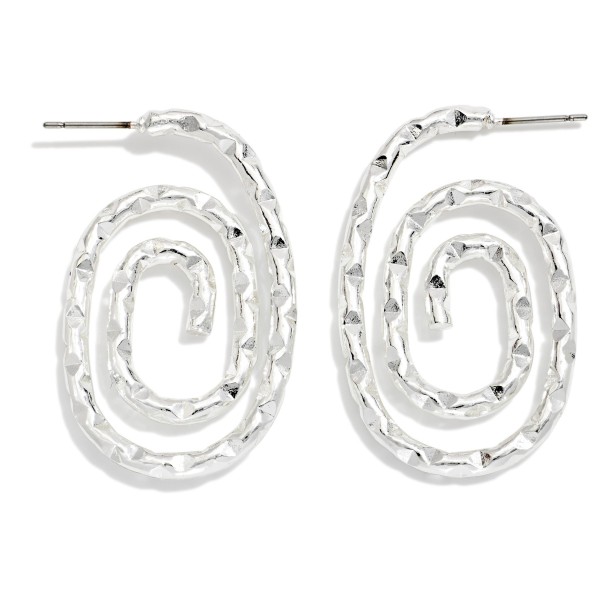 Textured Metal Swirl Post Drop Earrings 

- Approximately 1.5" L