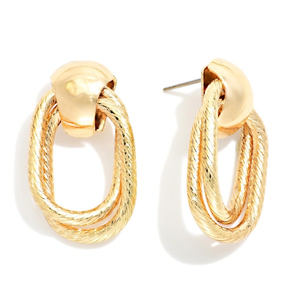 Layered Twisted Metal Door Knocker Post Drop Earrings 

- Approximately 1.25" L