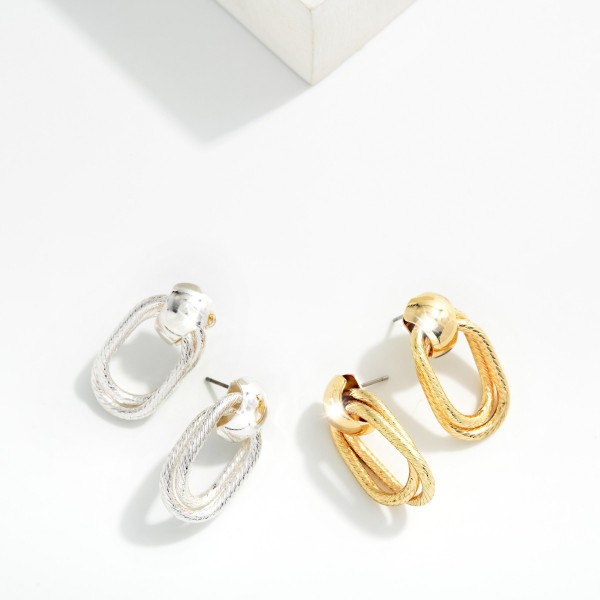 Layered Twisted Metal Door Knocker Post Drop Earrings 

- Approximately 1.25" L