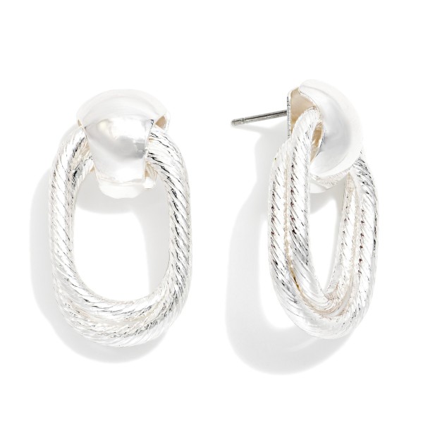 Layered Twisted Metal Door Knocker Post Drop Earrings 

- Approximately 1.25" L