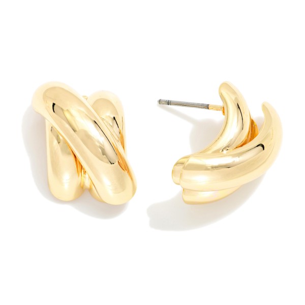 Layered Metal Post Drop Earrings 

- Approximately .75" L