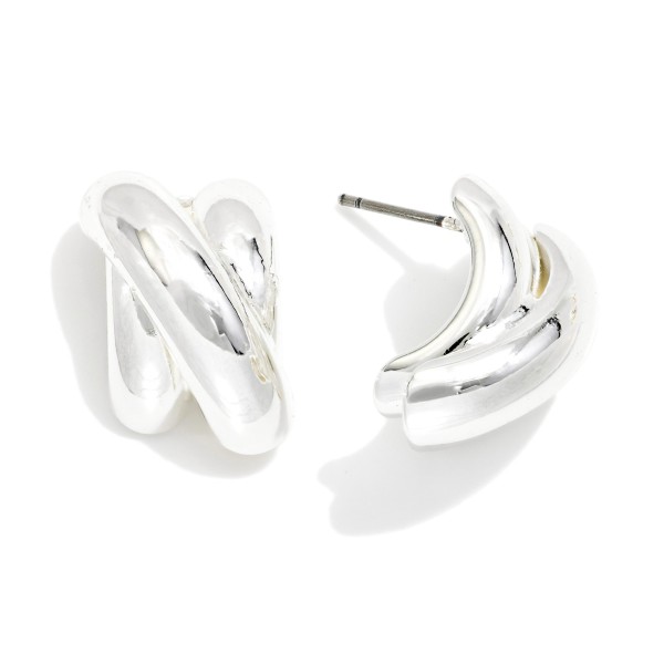 Layered Metal Post Drop Earrings 

- Approximately .75" L