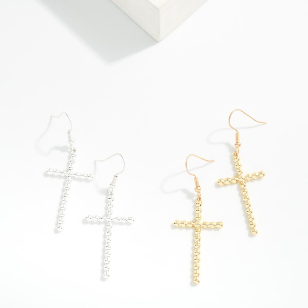 Metal Tone Bubble Cross Drop Earring

- Approximately 2" L 
