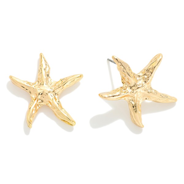 Crinkled Metal Starfish Post Drop Earrings 

- Approximately 1" L