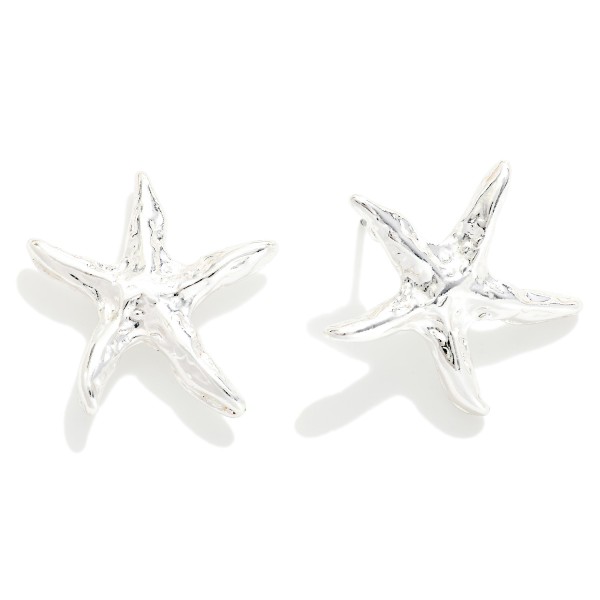 Crinkled Metal Starfish Post Drop Earrings 

- Approximately 1" L