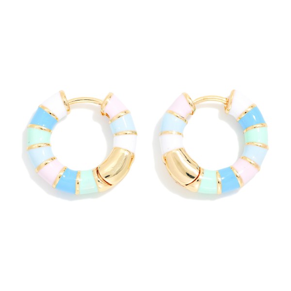 Stripe Enamel Hoop Earrings 

- Approximately .5" D