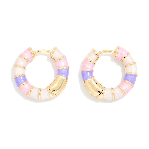 Stripe Enamel Hoop Earrings 

- Approximately .5" D