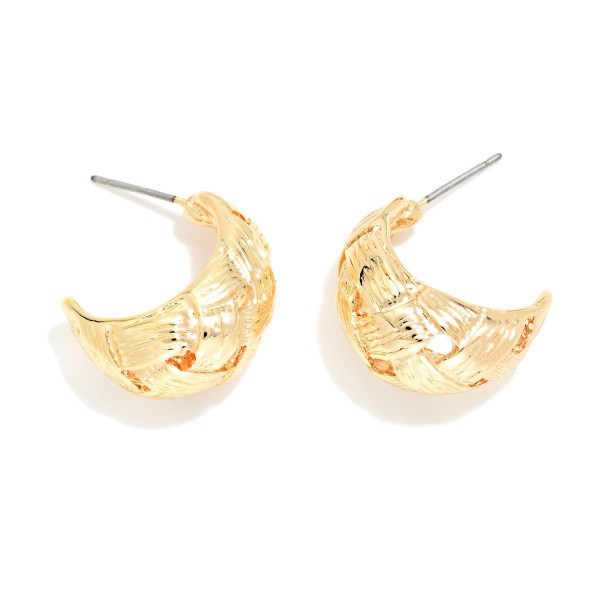 Woven Metal Crescent Half Hoop Earrings 

- Approximately .75" L