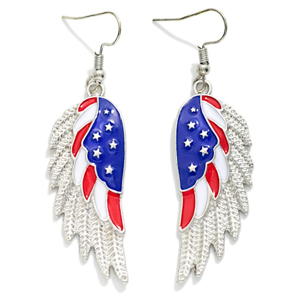 Enamel Americana Angel Wing Drop Earrings

- Approximately 2.25" L 