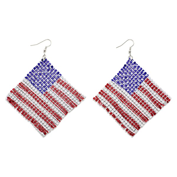 American Flag Metal Mesh Earring Drop 

- Approximately 4" L 