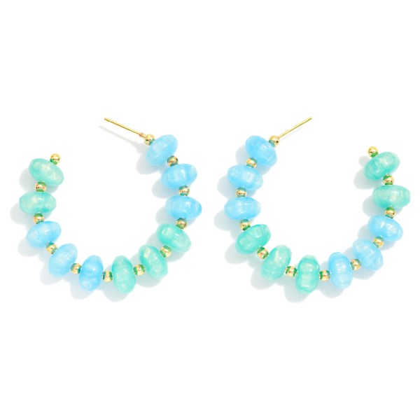 Marbled Acetate Disk Bead Beaded Hoop Earrings

- Approximately 1.5" D