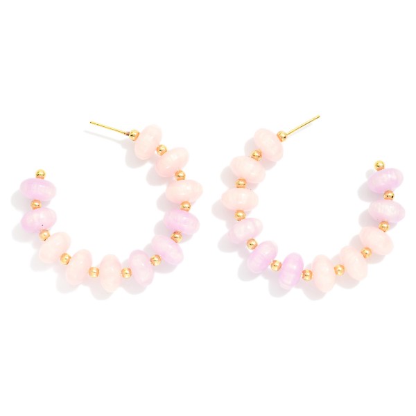 Marbled Acetate Disk Bead Beaded Hoop Earrings

- Approximately 1.5" D