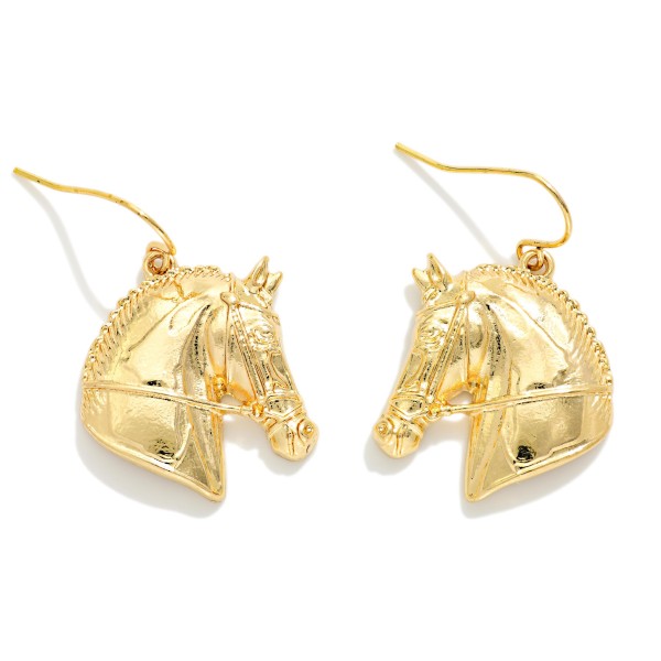 Metal Tone Horse Drop Earrings 

- Approximately 1" L 