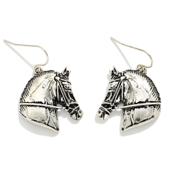 Metal Tone Horse Drop Earrings 

- Approximately 1" L 