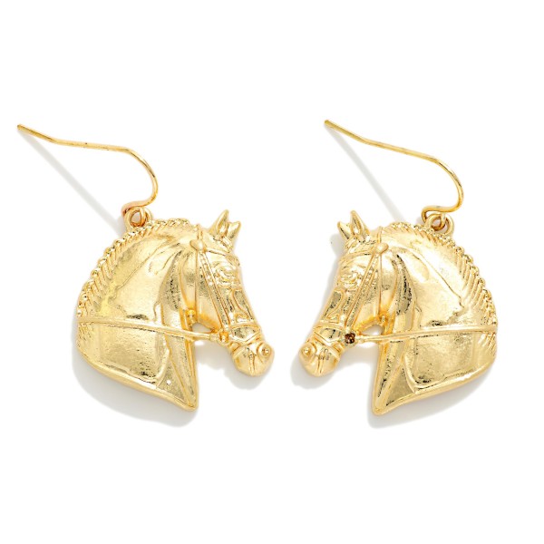 Metal Tone Horse Drop Earrings 

- Approximately 1" L 