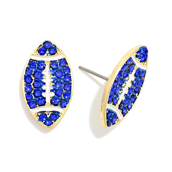 Paved Rhinestone Football Stud Earring 

- Approximately .75" L 

